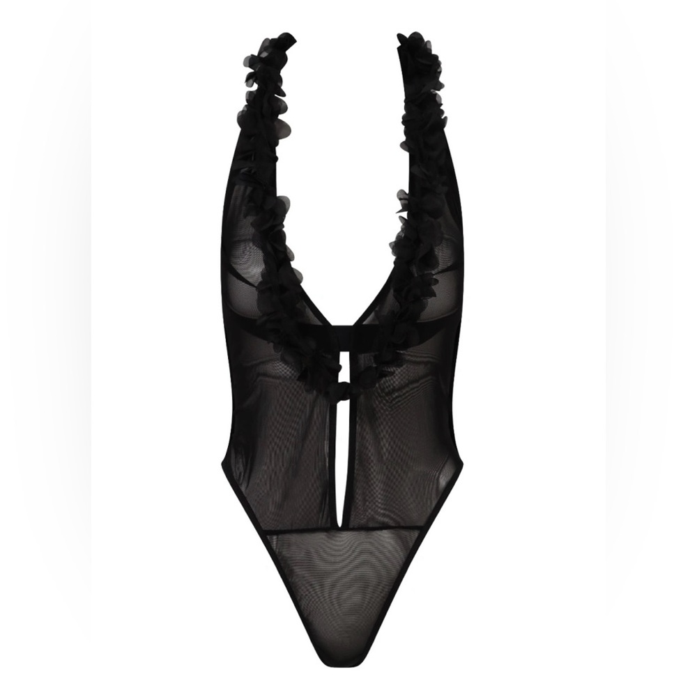 Belle-et-Bonbon Petal Noir Bodysuit from Wolf & Badger Size Small | BLACK